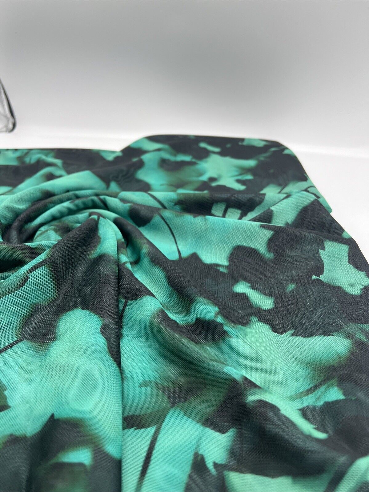 Multi Coloured Green Mesh Fabric Stretch