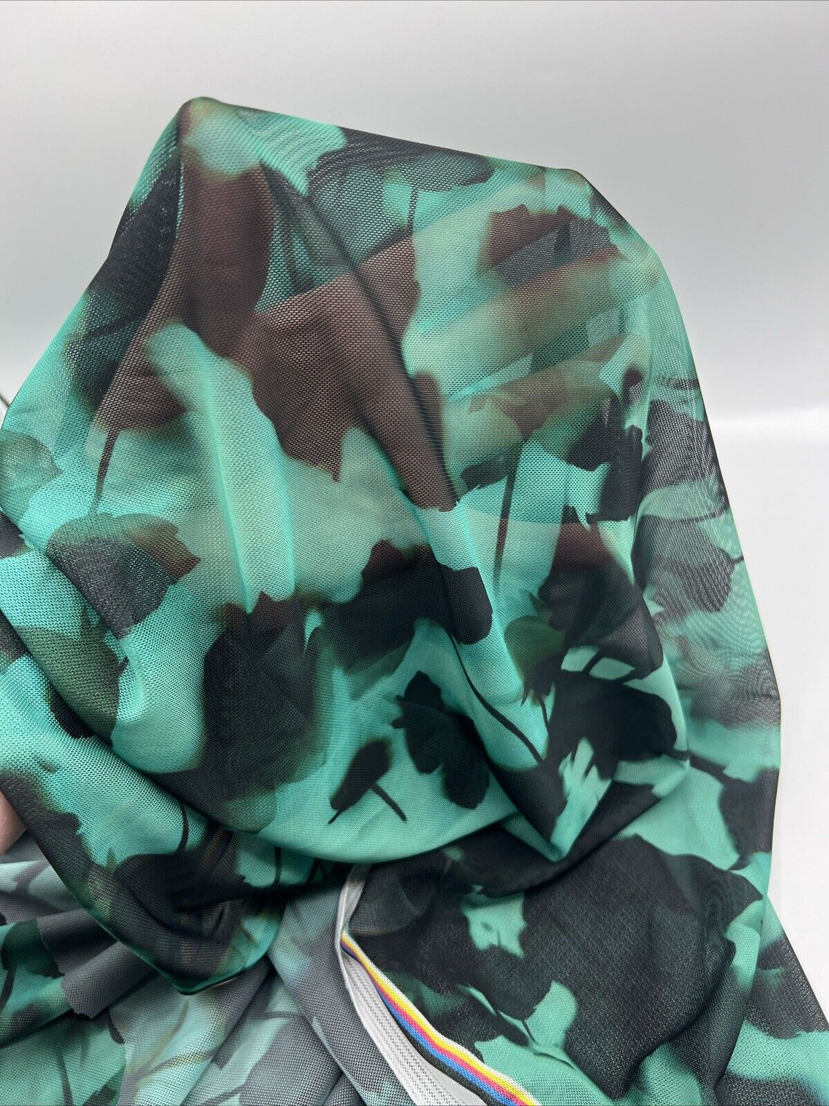 Multi Coloured Green Mesh Fabric Stretch