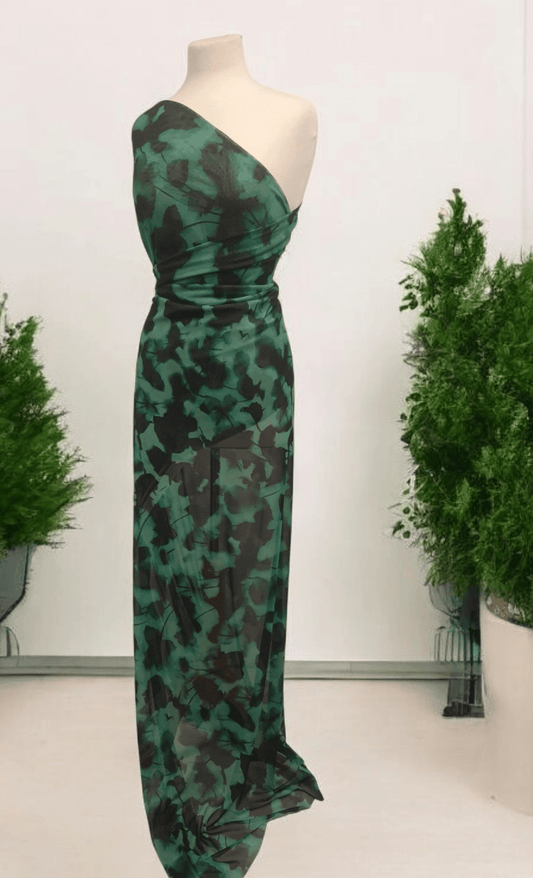Multi Coloured Green Mesh Fabric Stretch
