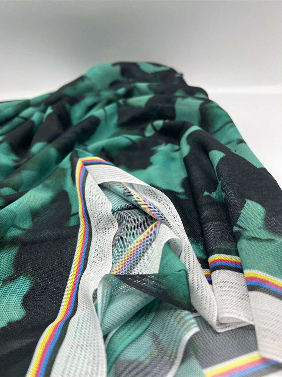 Multi Coloured Green Mesh Fabric Stretch