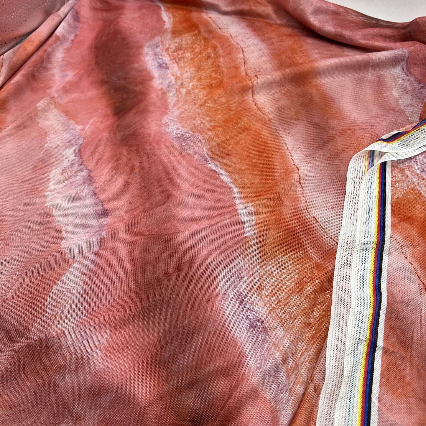 Multi Coloured Rose Orange Mesh Fabric Stretch