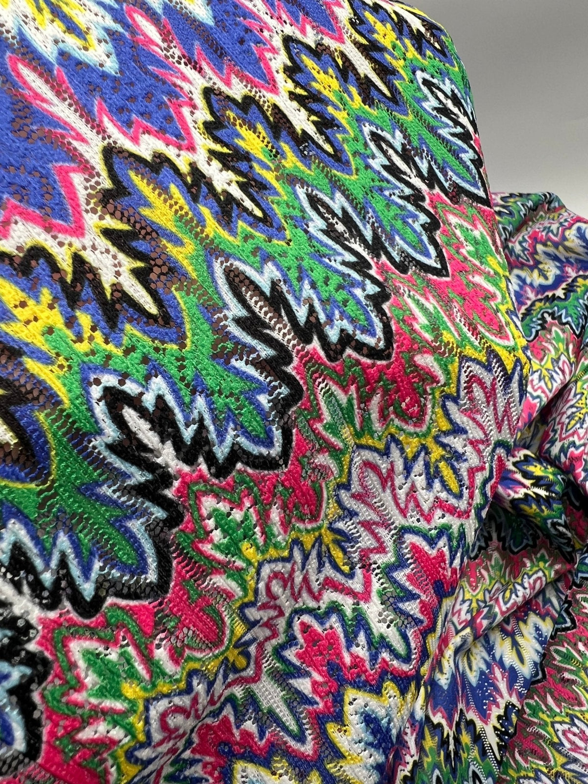 Multi Coloured Textured Net Non Stretch Woven Fabric