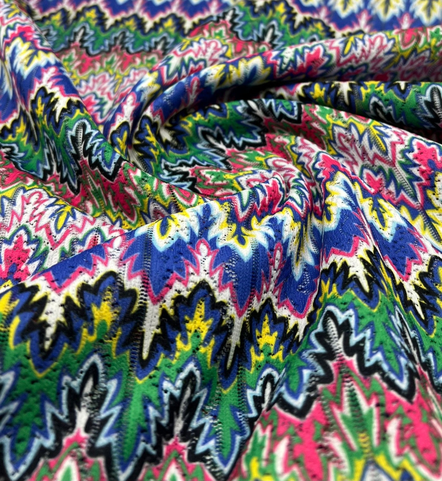 Multi Coloured Textured Net Non Stretch Woven Fabric