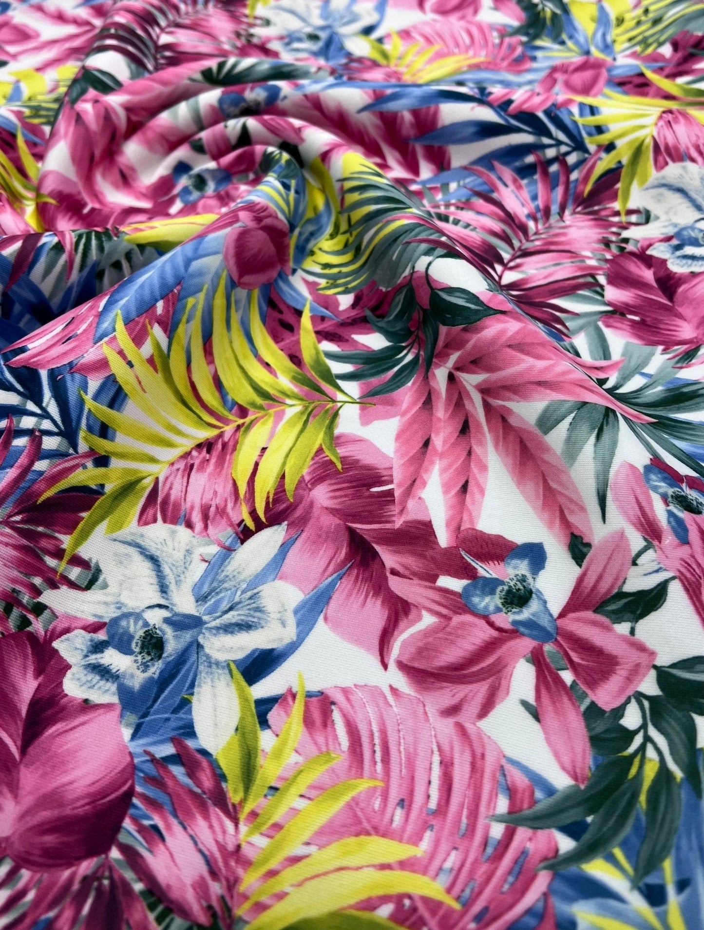 Multi Floral Plain Scuba Stretch 4 Way Stretch Jersey Fabric