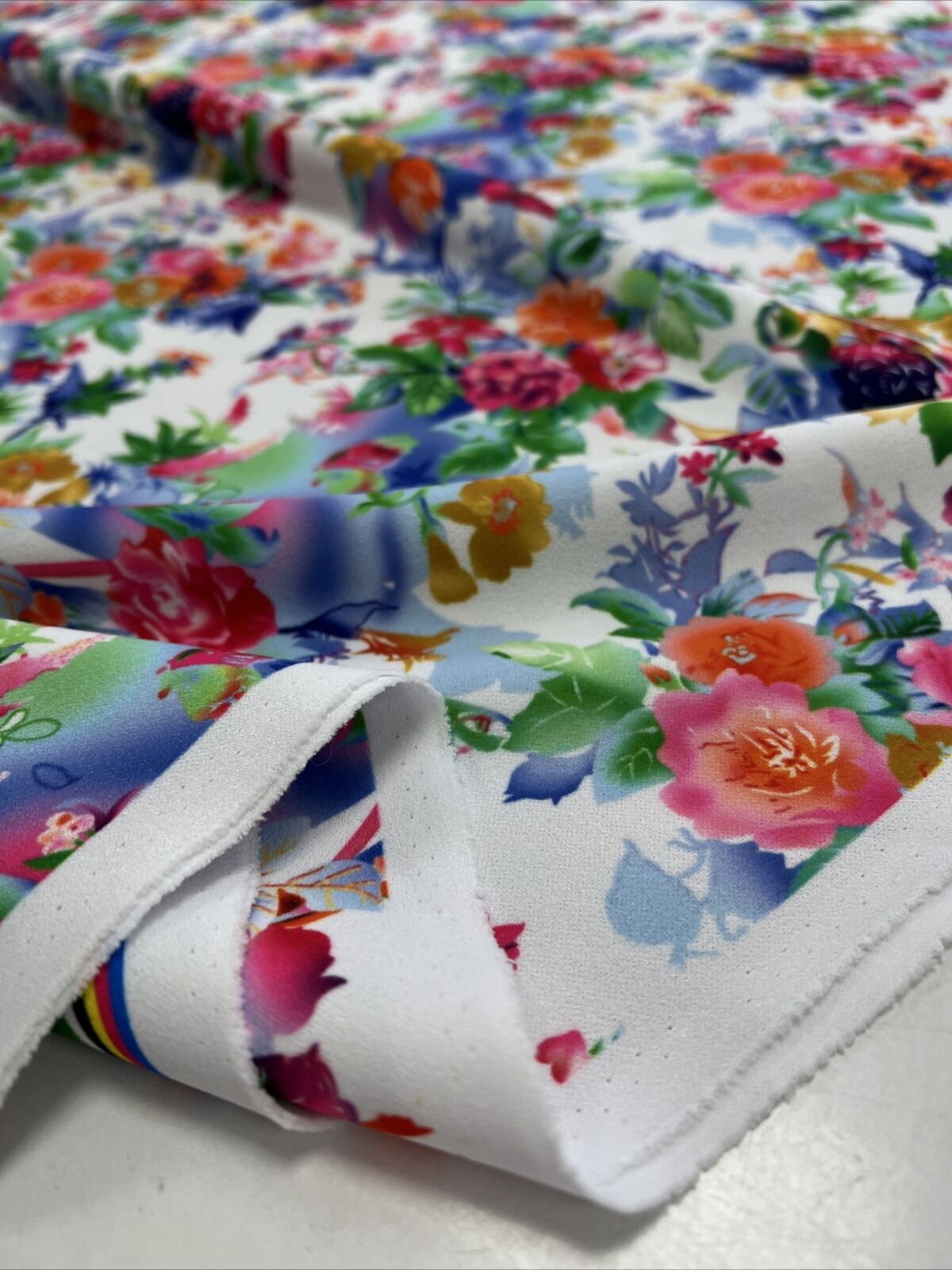 Multi Floral Printed Scuba Crepe Jersey Fabric 4 Way Stretch