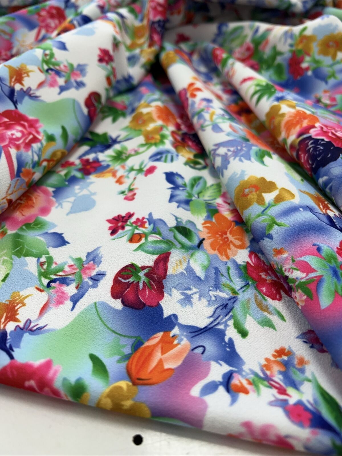 Multi Floral Printed Scuba Crepe Jersey Fabric 4 Way Stretch