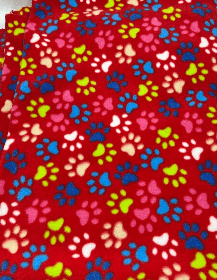 Multi Paws Printed Anti-Pil Polar Fleece Fabric Blanket Loungewear
