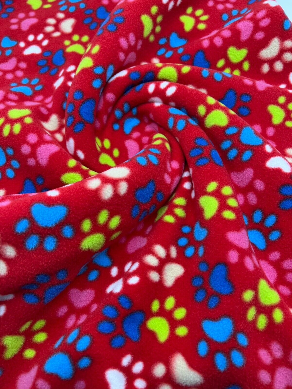Multi Paws Printed Anti-Pil Polar Fleece Fabric Blanket Loungewear