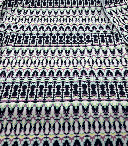 Multi Zig Zag Printed Plain Scuba 4 Way Stretch Jersey Fabric