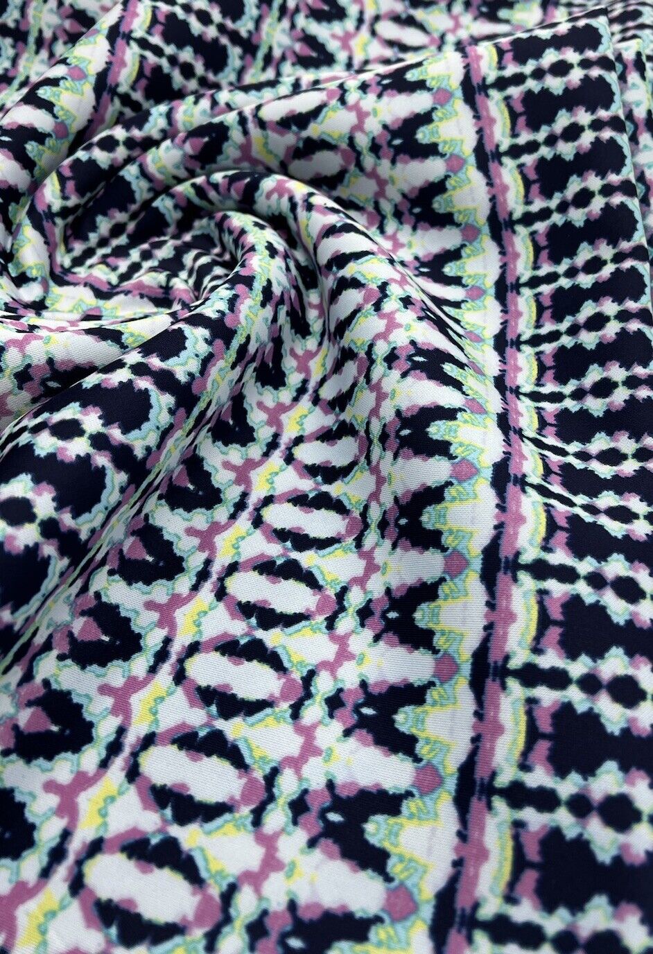 Multi Zig Zag Printed Plain Scuba 4 Way Stretch Jersey Fabric