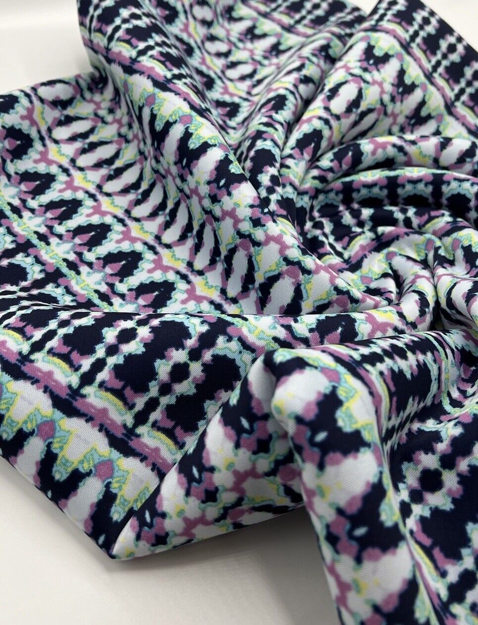 Multi Zig Zag Printed Plain Scuba 4 Way Stretch Jersey Fabric