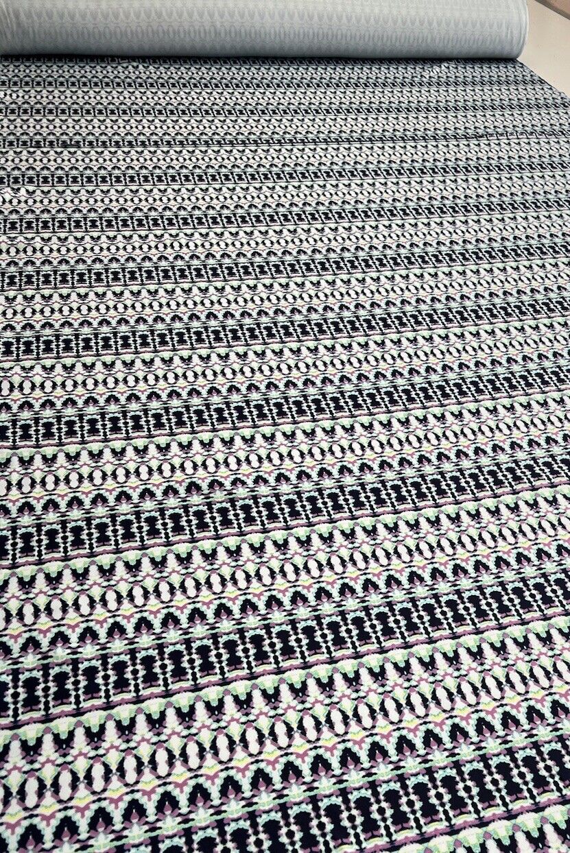 Multi Zig Zag Printed Plain Scuba 4 Way Stretch Jersey Fabric