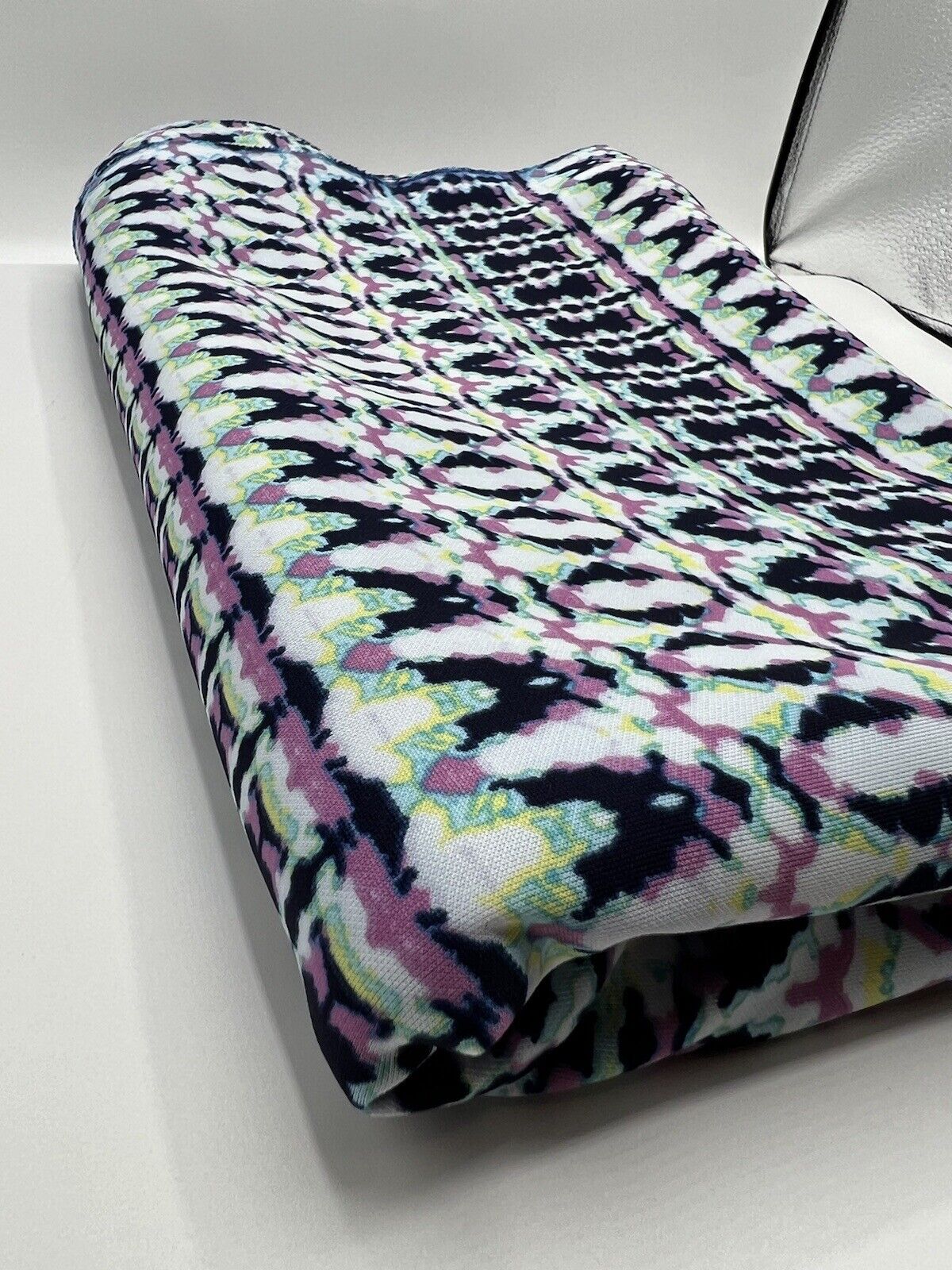 Multi Zig Zag Printed Plain Scuba 4 Way Stretch Jersey Fabric