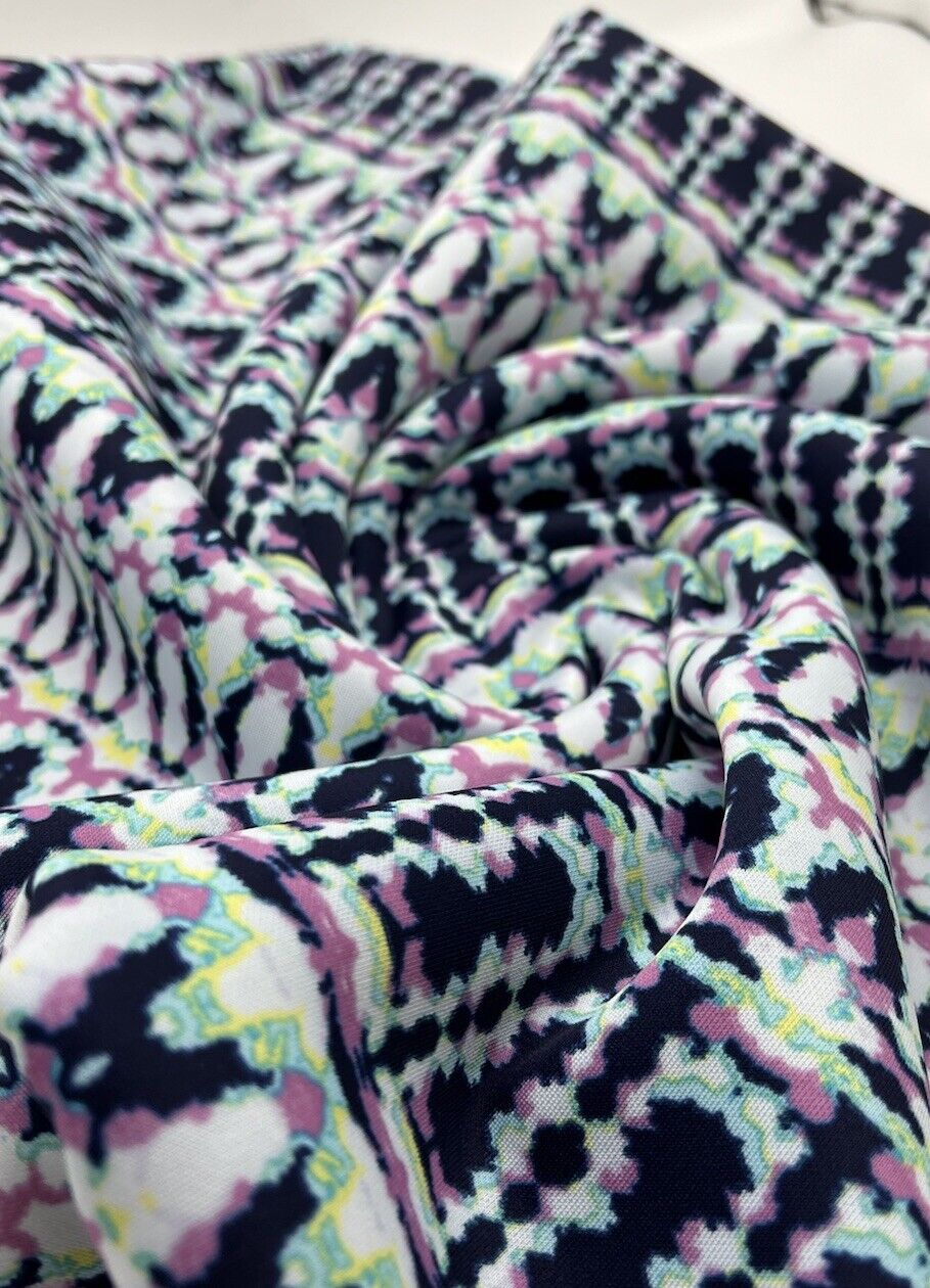 Multi Zig Zag Printed Plain Scuba 4 Way Stretch Jersey Fabric