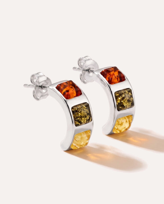 Multicolour Baguette Amber Earrings