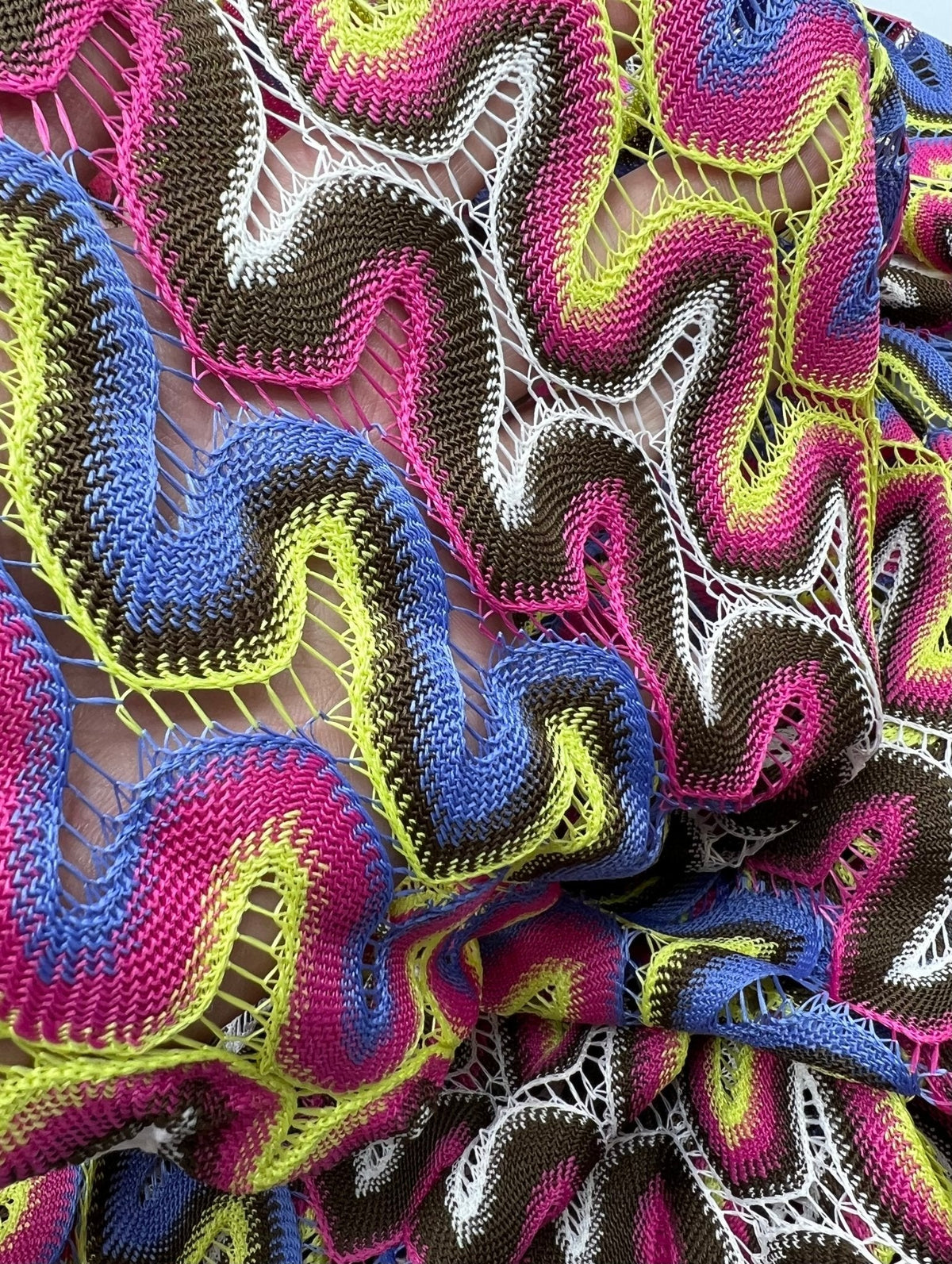Multicoloured Textured Knitted 2 Way Stretch Fabric