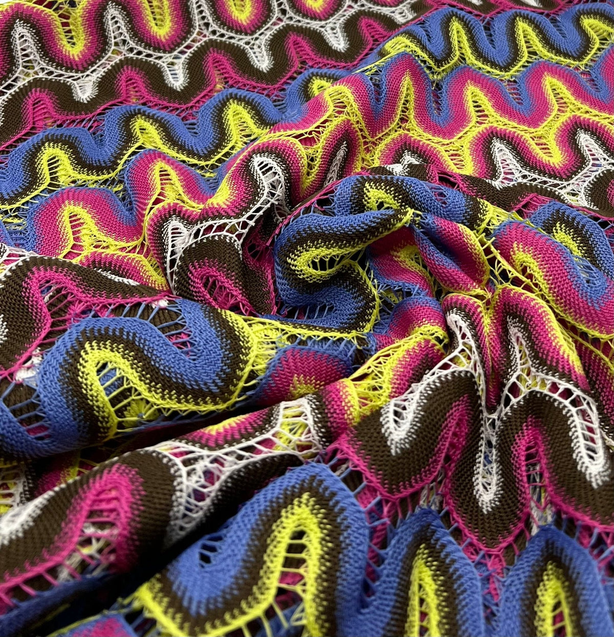 Multicoloured Textured Knitted 2 Way Stretch Fabric