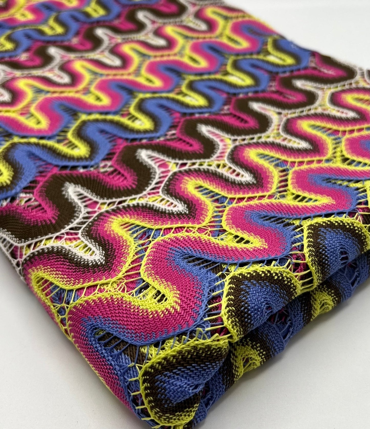 Multicoloured Textured Knitted 2 Way Stretch Fabric