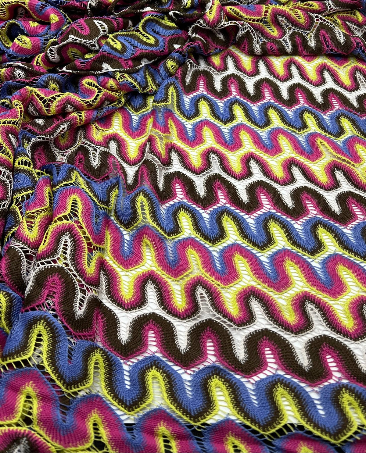 Multicoloured Textured Knitted 2 Way Stretch Fabric