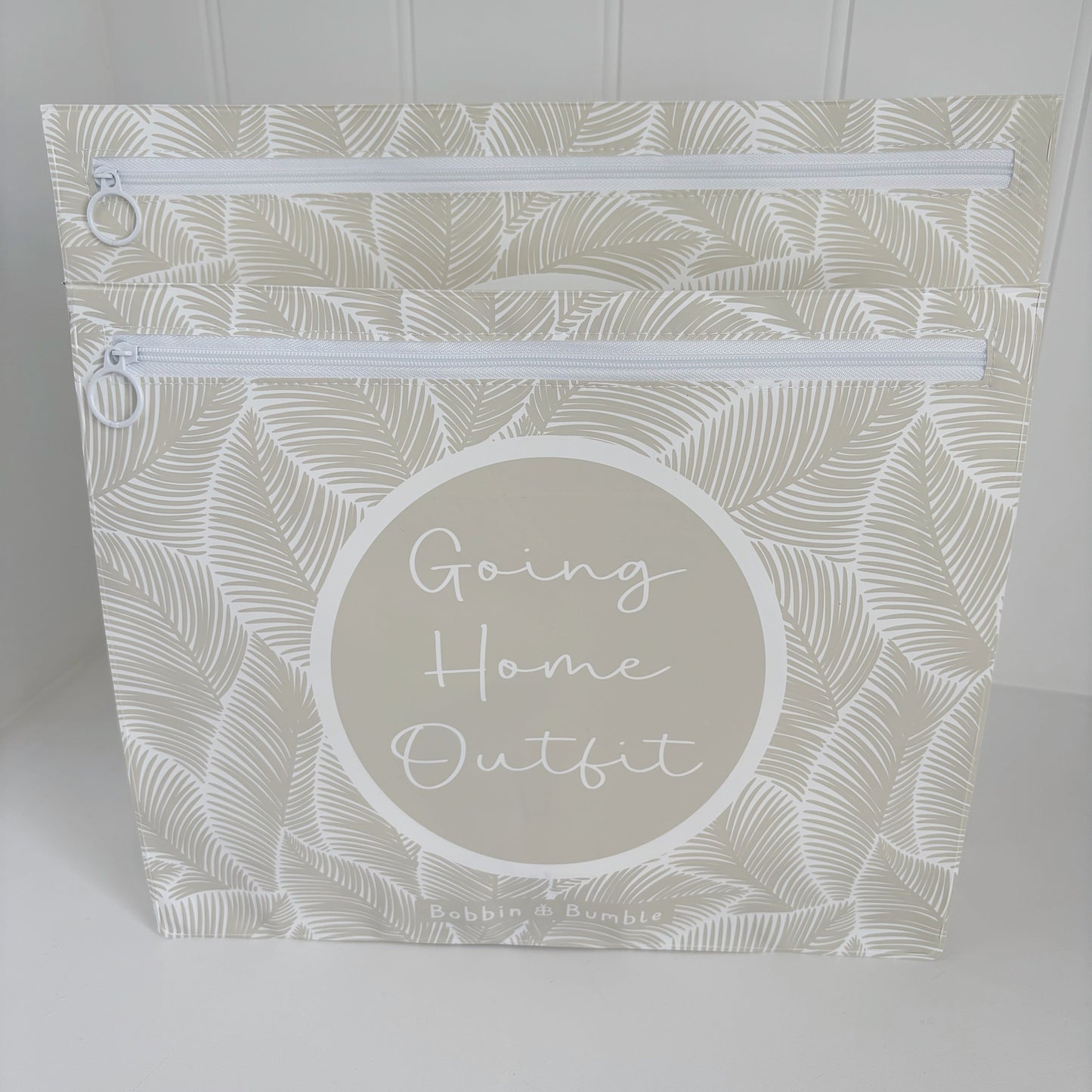 Hospital Bag Organiser Pouches - Unisex Beige Leaf Print