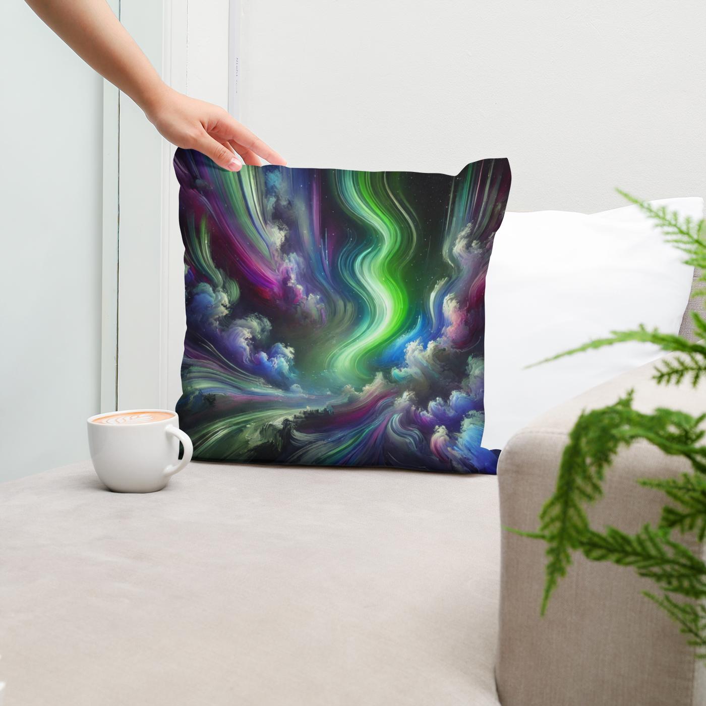 Dreamlike Northern Lights Cotton Cushion