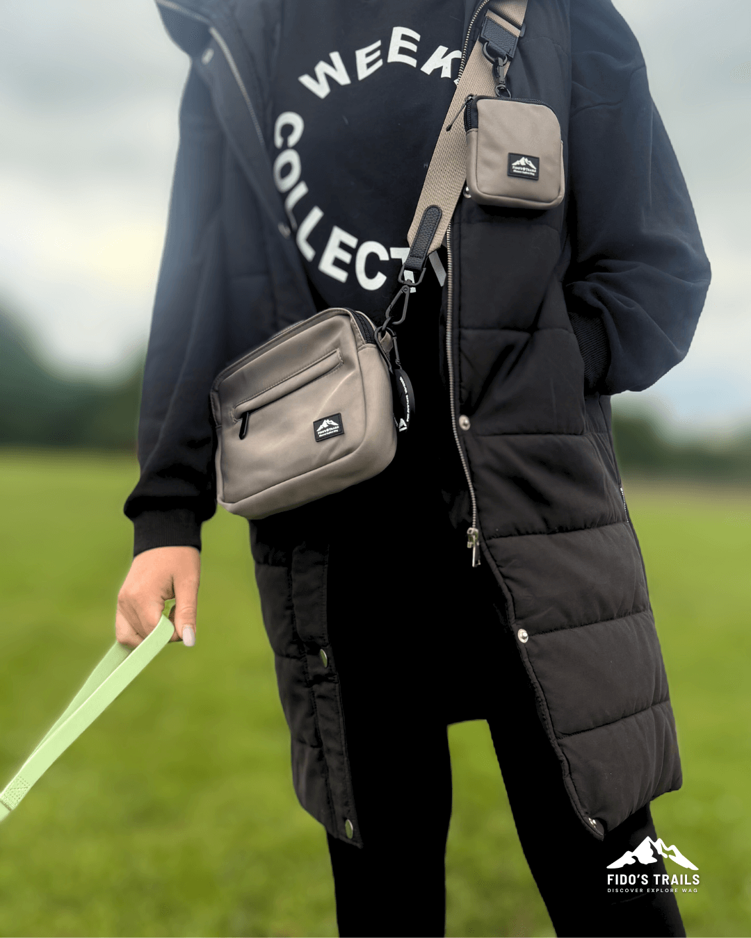 Dog Walking Bag with Mini Treat Pouch – Mushroom | Fido’s Trails