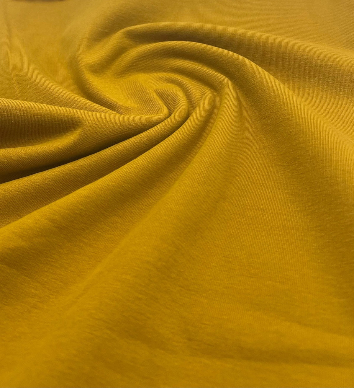 Mustard Cotton Stretch Jersey 240 GSM 92/8 Lycra 4 Way Stretch