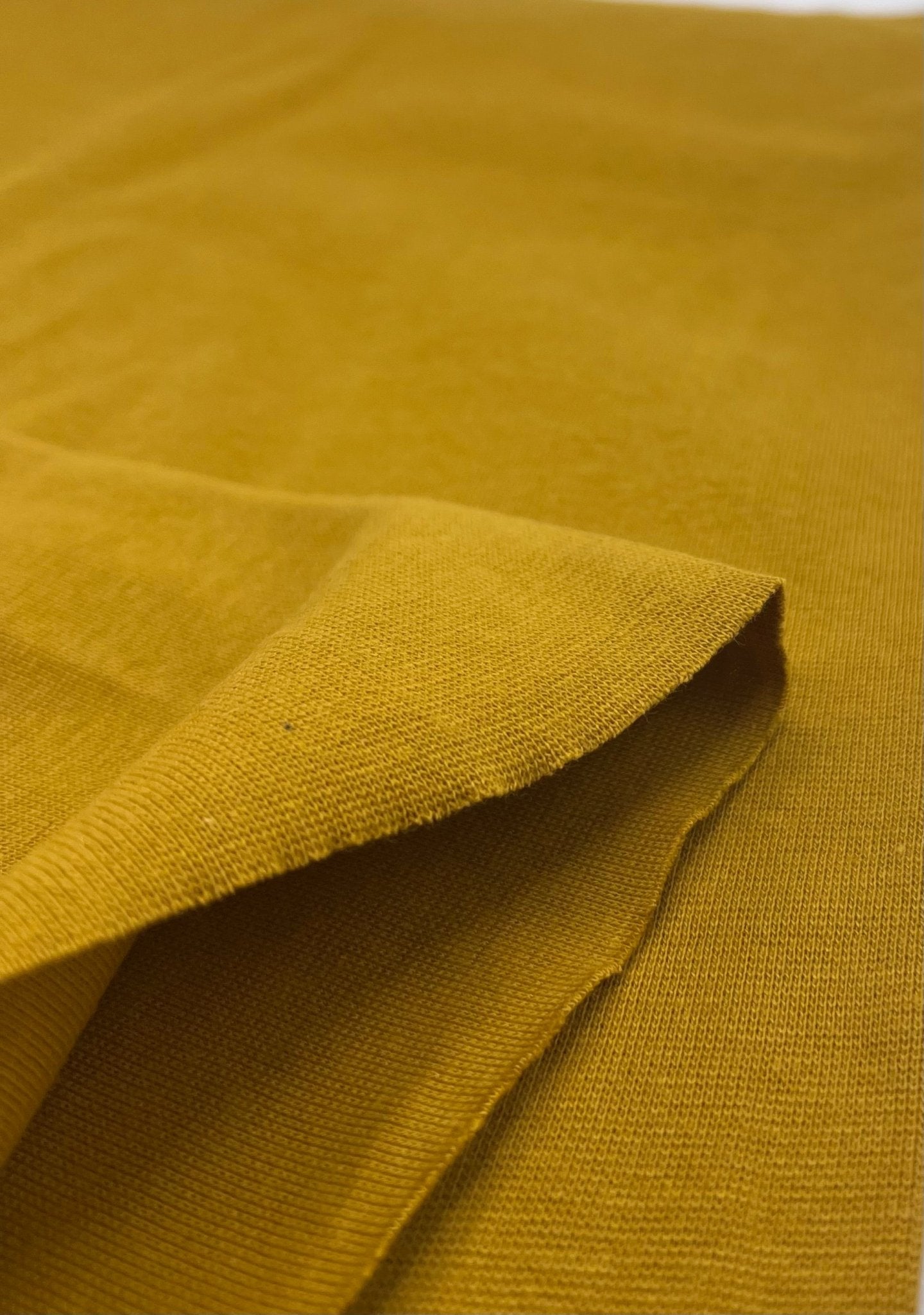 Mustard Jersey Cuffing Ribbing Fabric 270 GSM Cotton Knit 70cm Wide