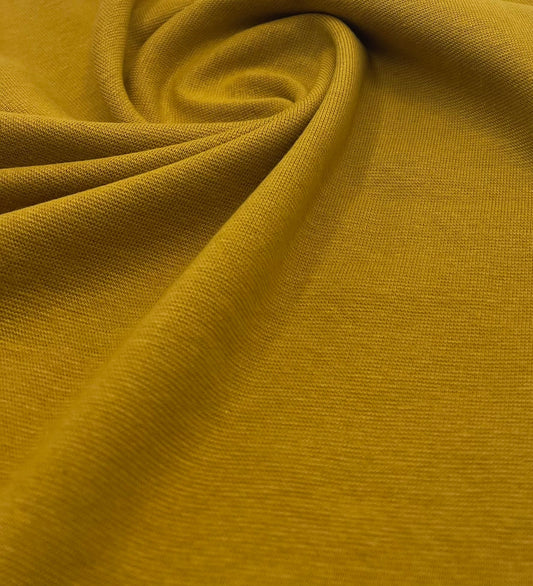 Mustard Jersey Cuffing Ribbing Fabric 270 GSM Cotton Knit 70cm Wide