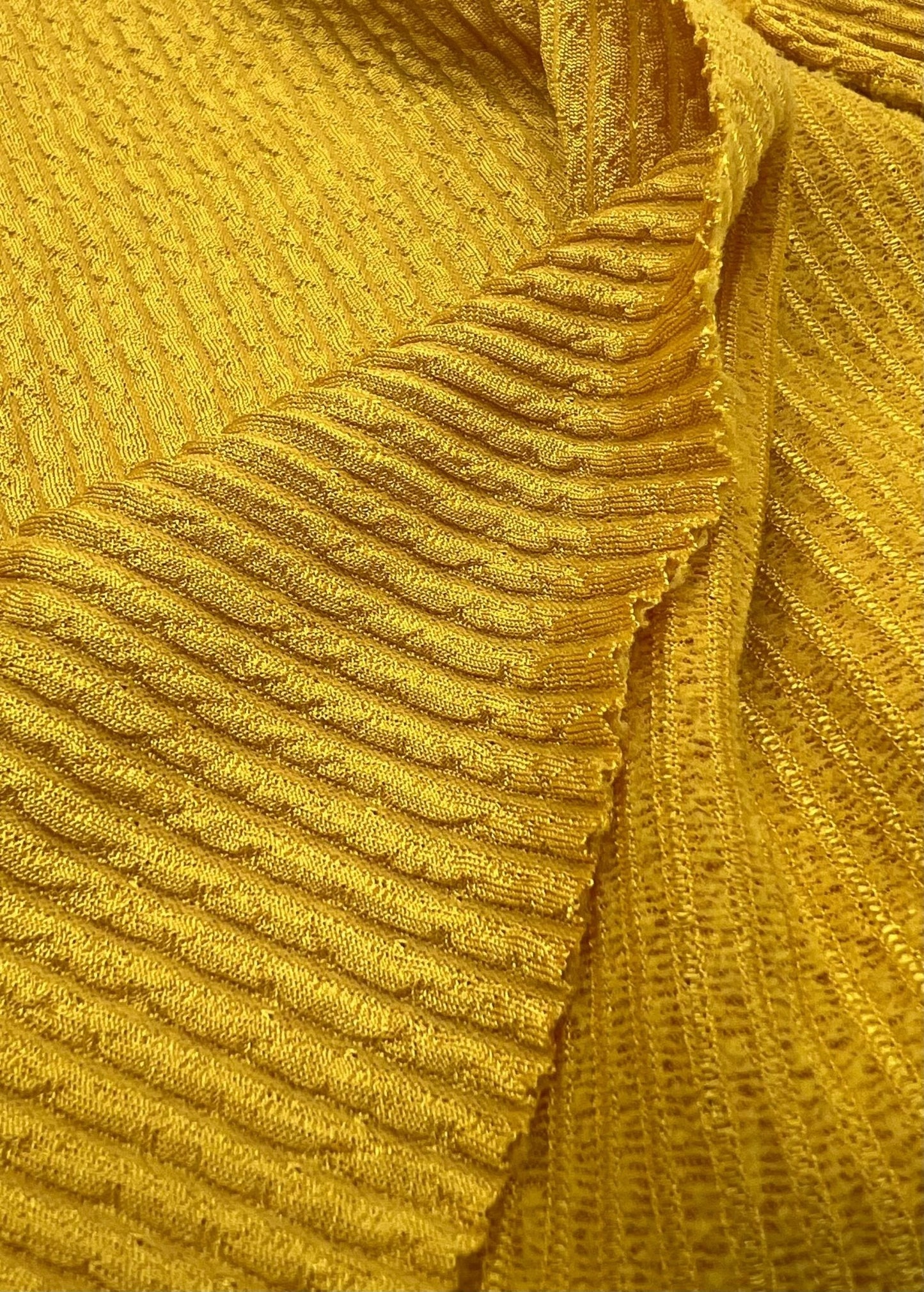 Mustard Thick Rope Rib 2 Way Stretch Fabric