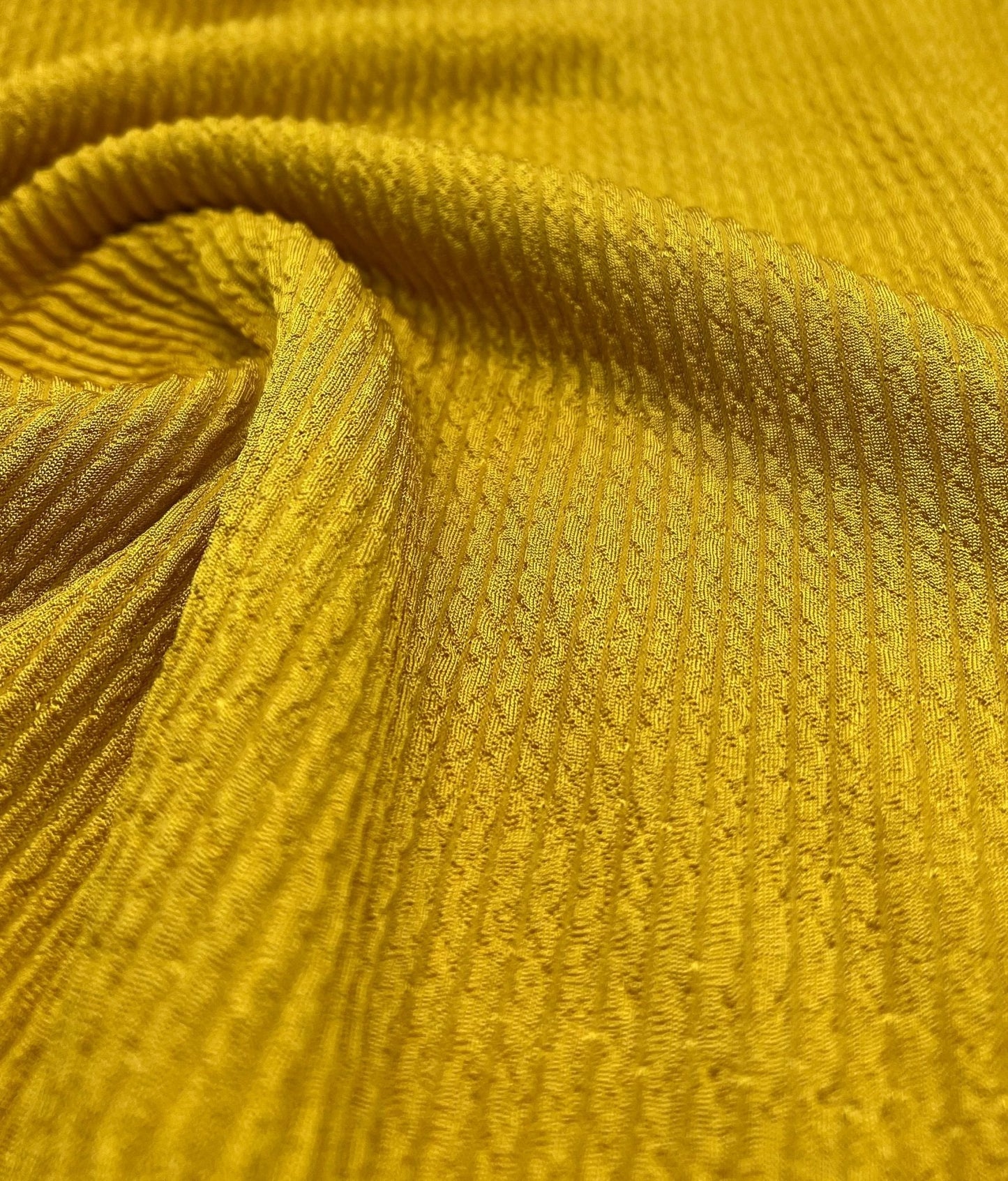 Mustard Thick Rope Rib 2 Way Stretch Fabric