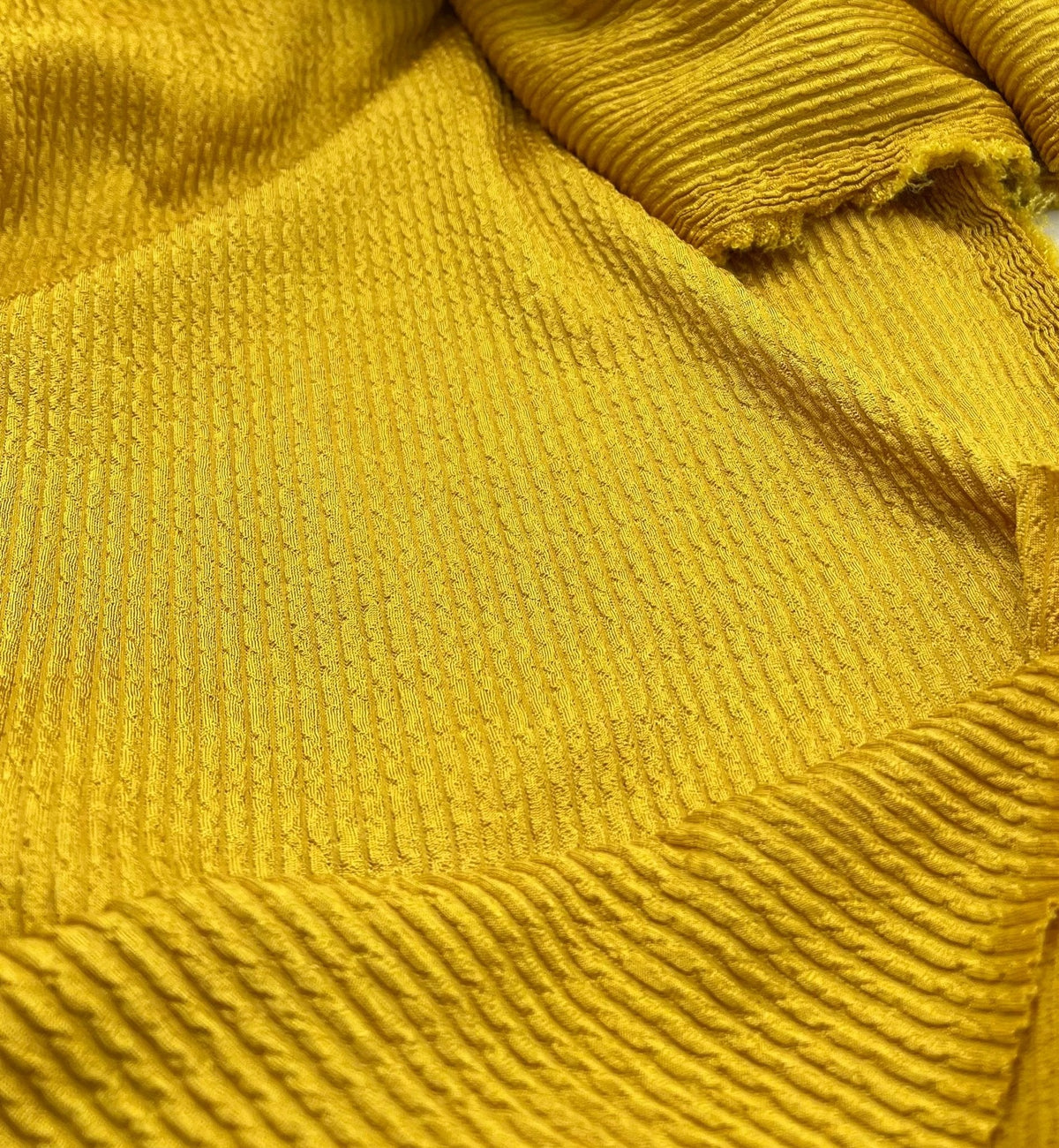 Mustard Thick Rope Rib 2 Way Stretch Fabric