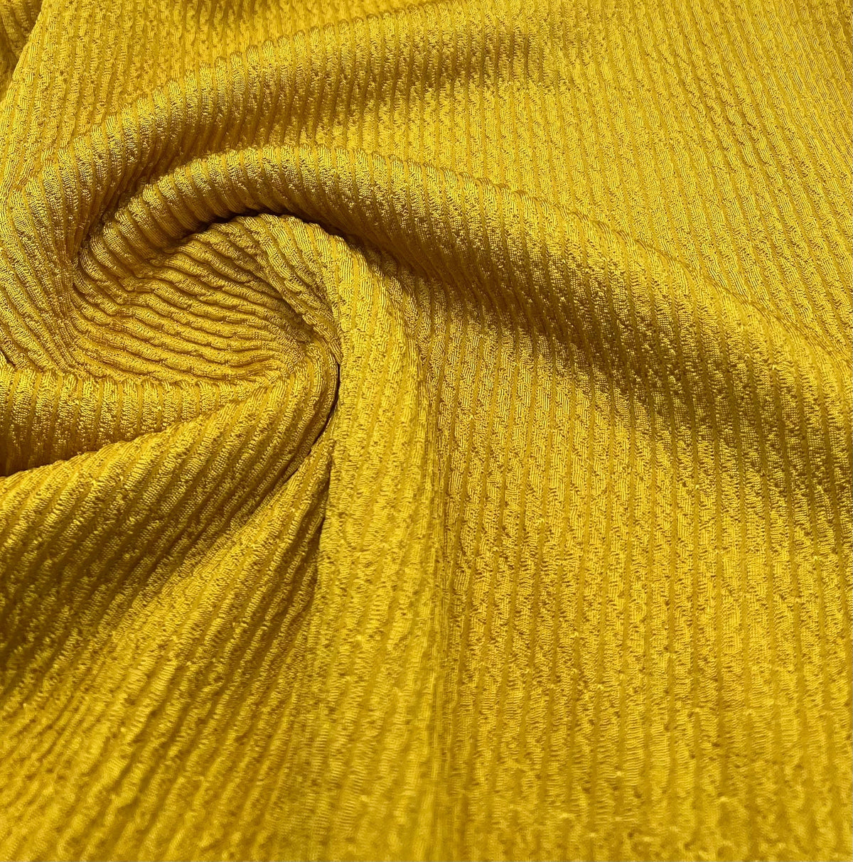Mustard Thick Rope Rib 2 Way Stretch Fabric