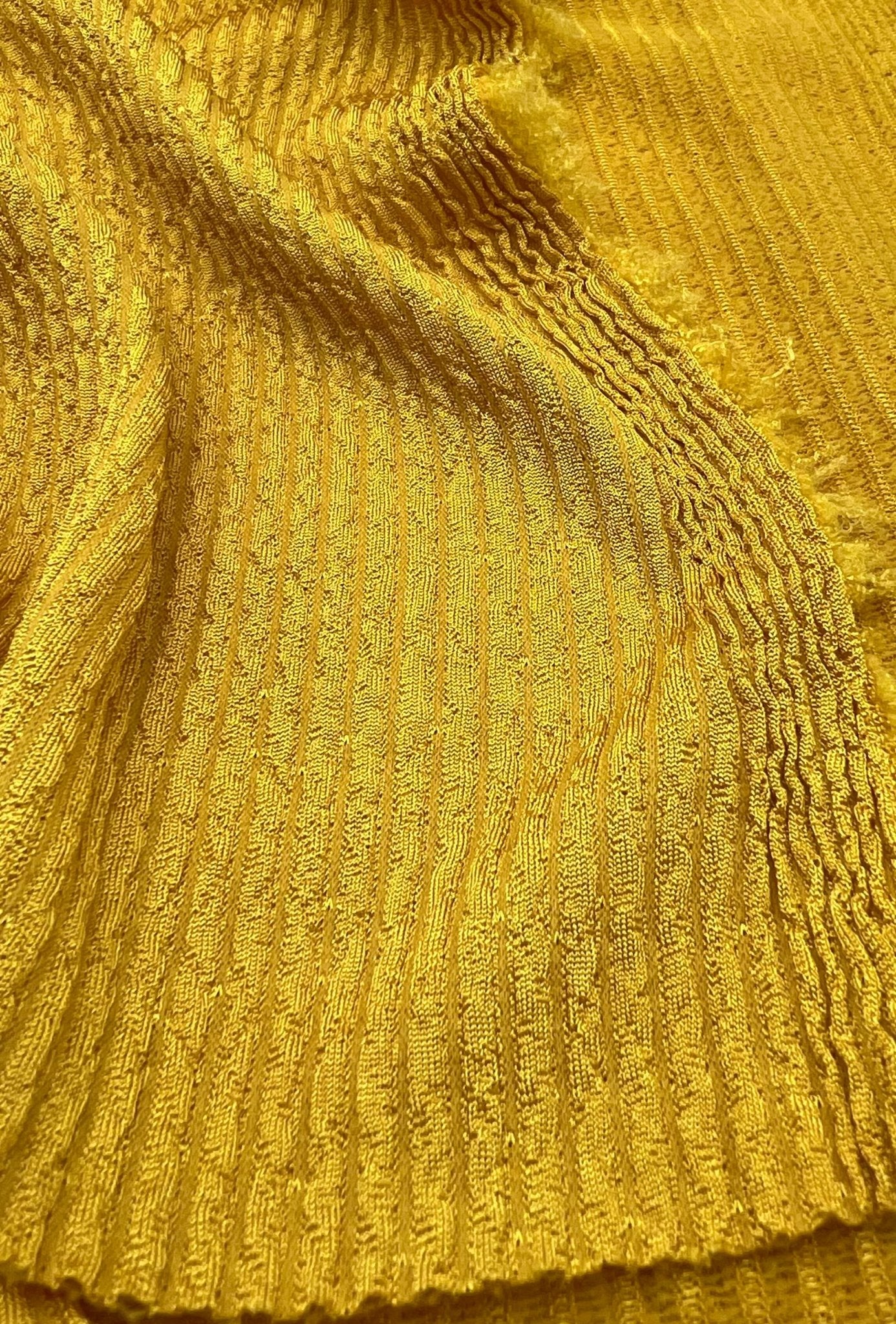 Mustard Thick Rope Rib 2 Way Stretch Fabric