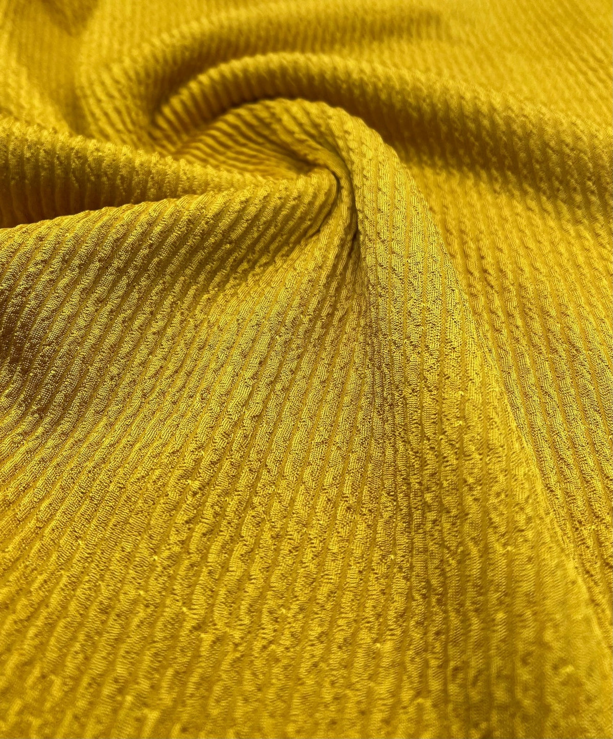 Mustard Thick Rope Rib 2 Way Stretch Fabric