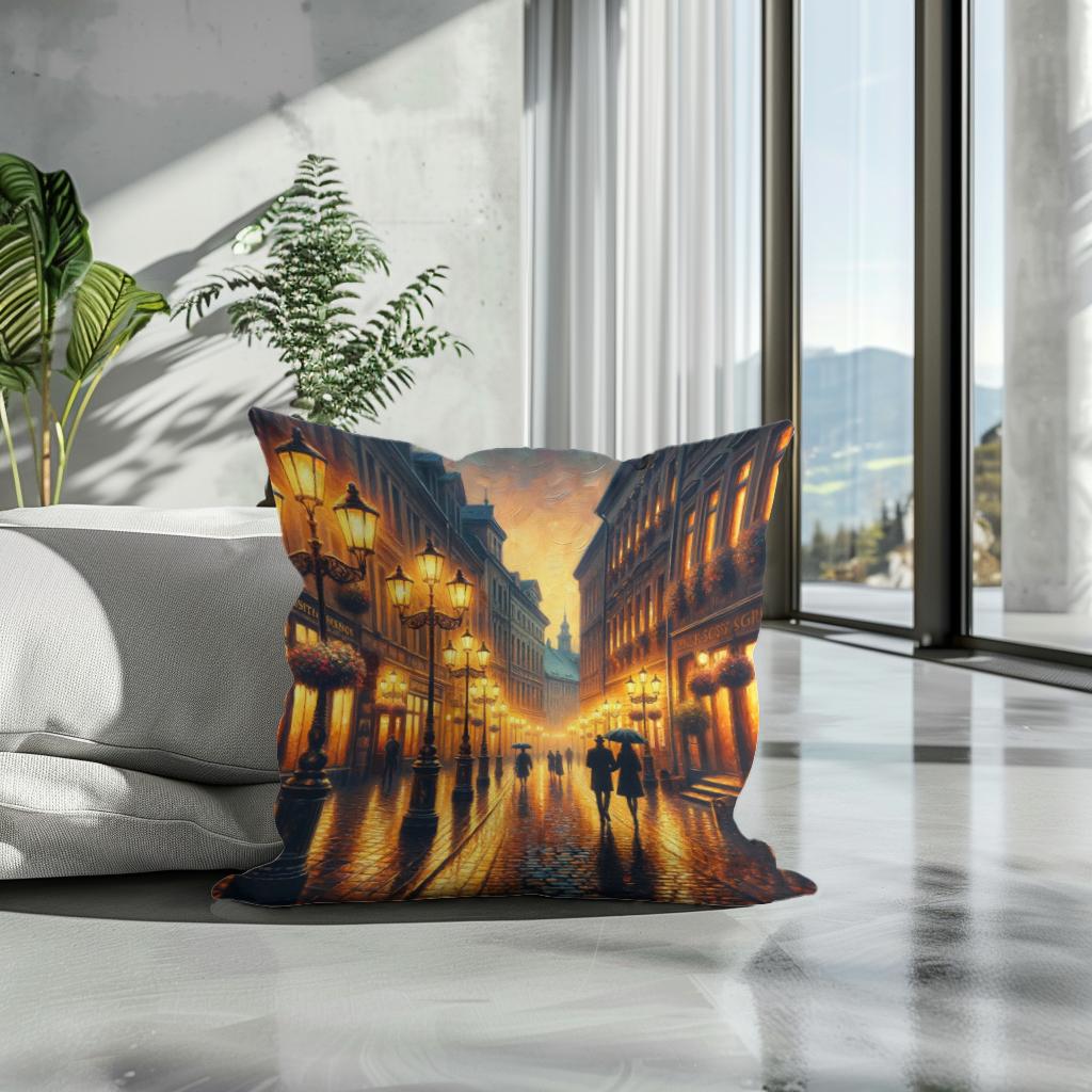 Rainy Evening Romance Cotton Cushion