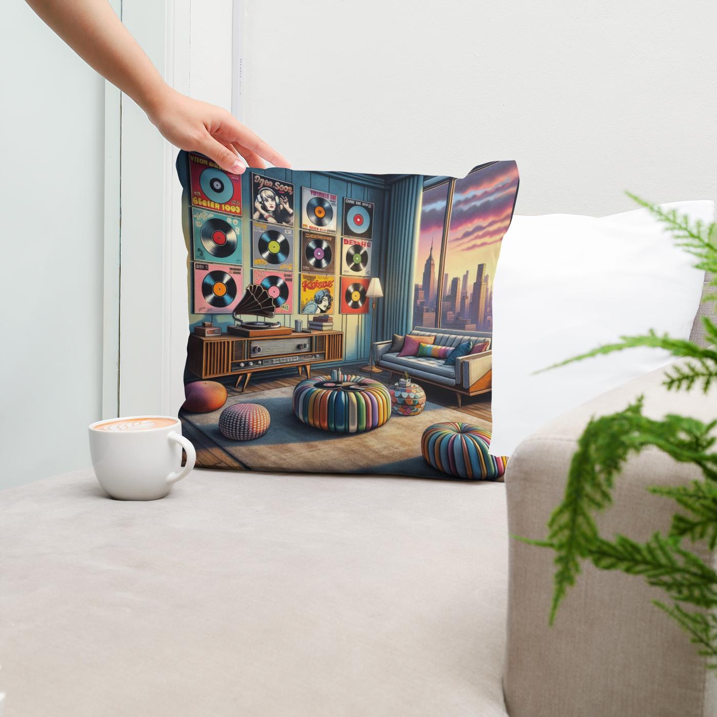 Retro Pop Vinyl Cotton Cushion