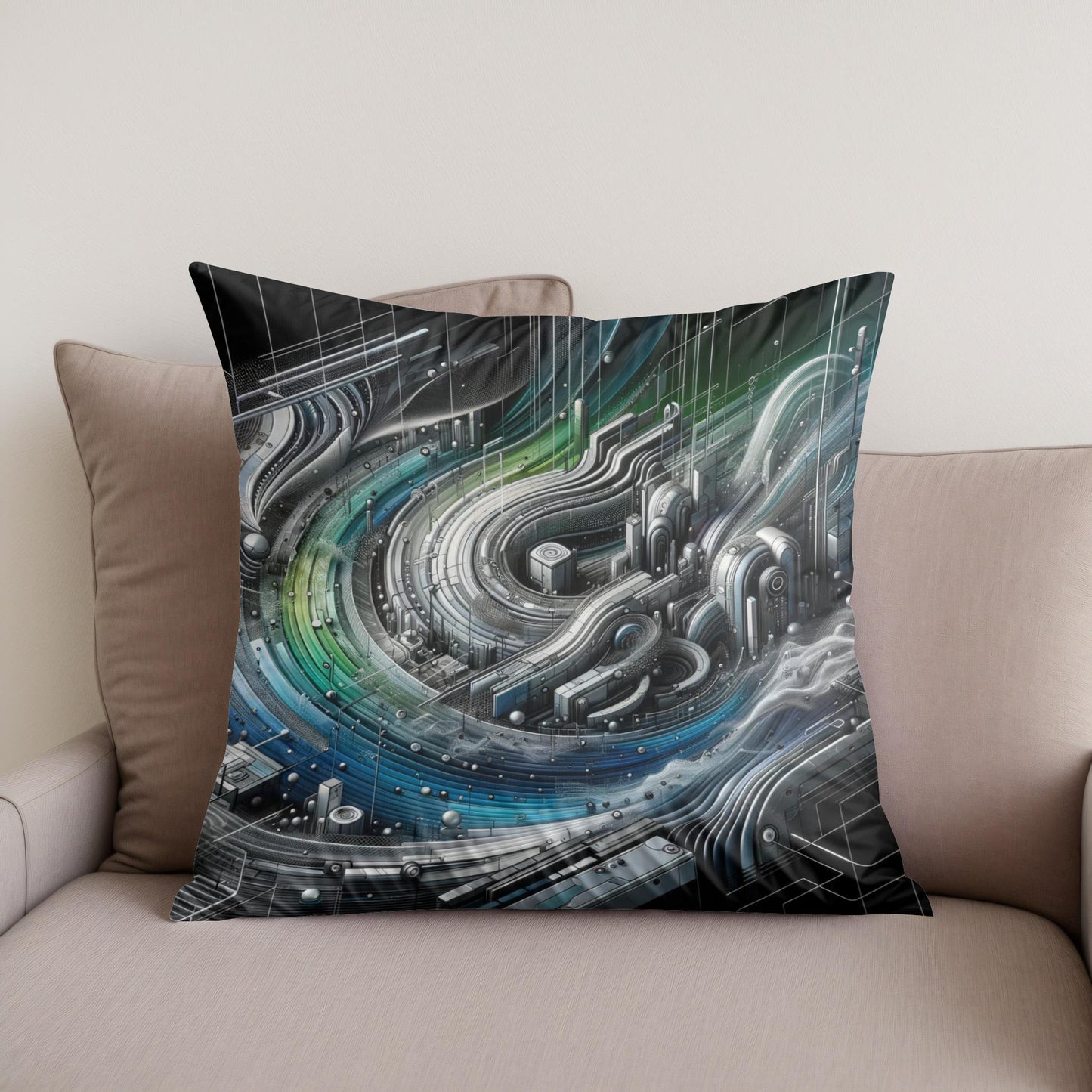 Cybernetic Vista Cotton Cushion