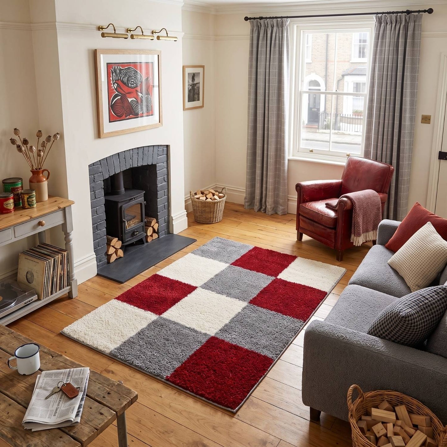 Myshaggy Geometric Red Rug