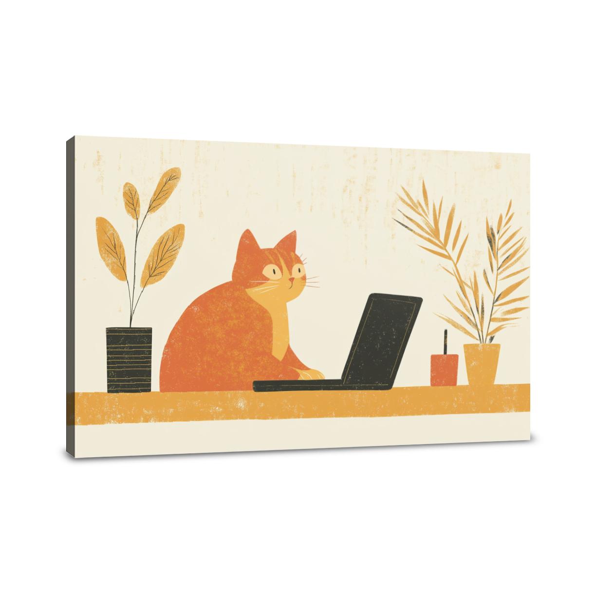 Feline Work Canvas