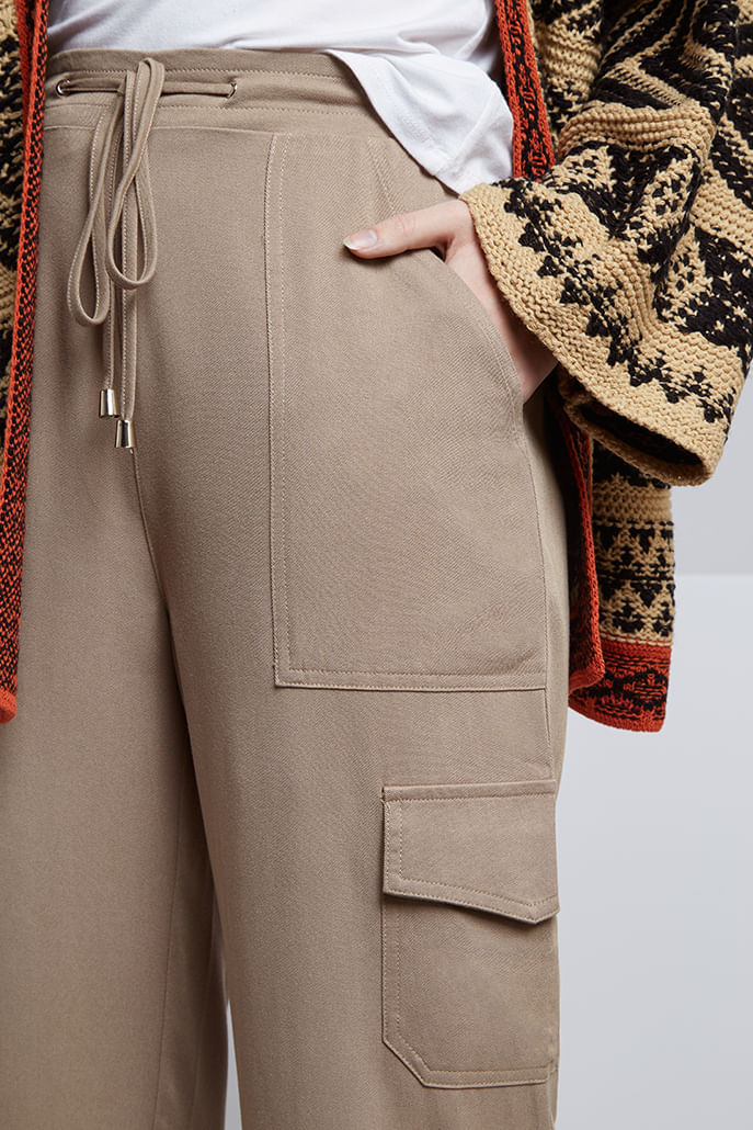 Neil Soft Taupe Utility Cropped Trouser