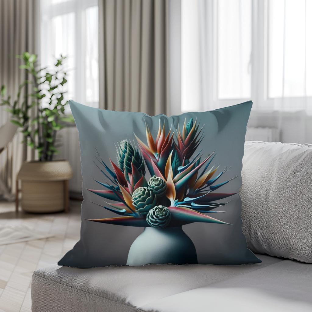 Exotic Blooms Close-Up Cotton Cushion