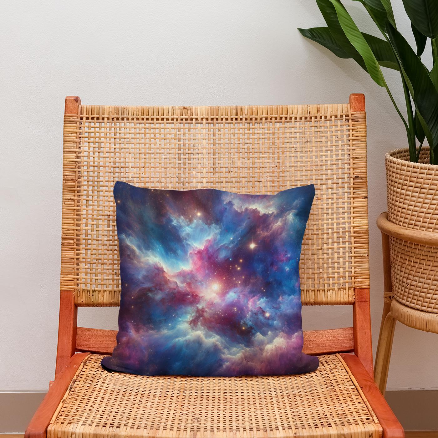 Starry Nebula Artwork Cotton Cushion