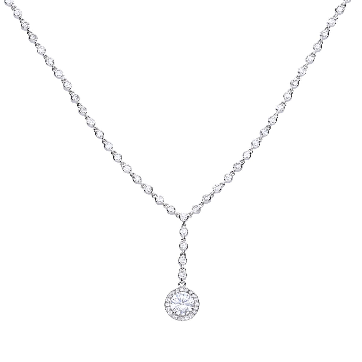 Diamonfire Pave Set Zirconia Drop Necklace