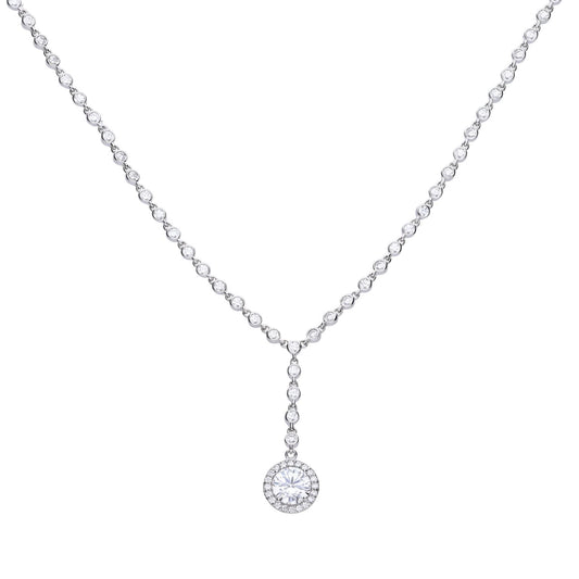 Diamonfire Pave Set Zirconia Drop Necklace