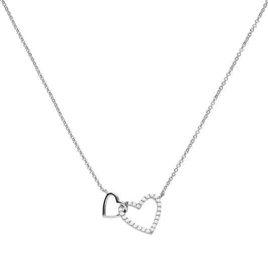Diamonfire Linked Double Heart Necklace