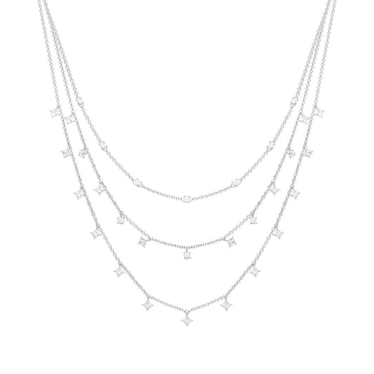 Diamonfire Triple Row Zirconia Necklace