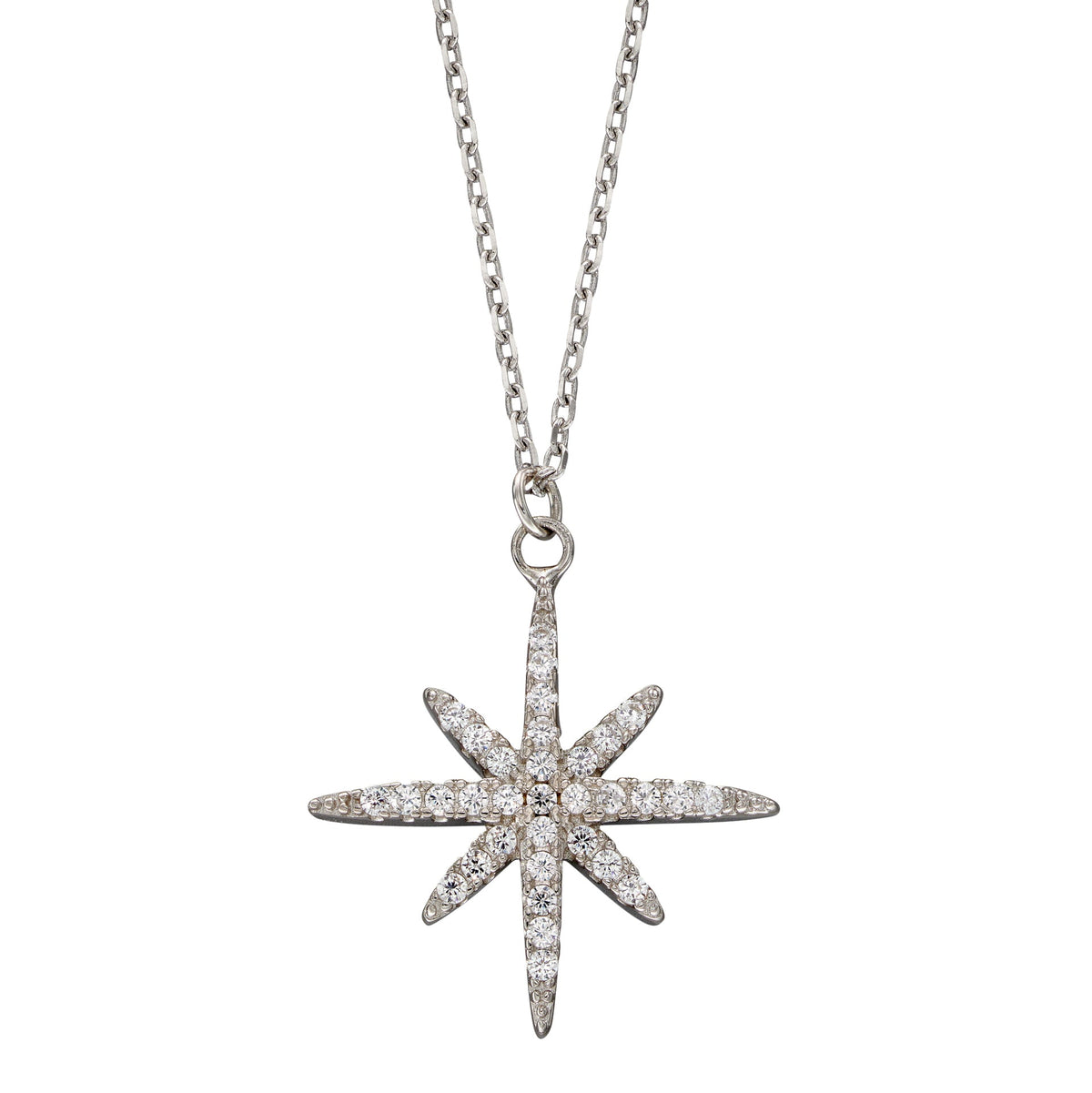 Beginnings Pave Set Cubic Zirconia Starburst Necklace
