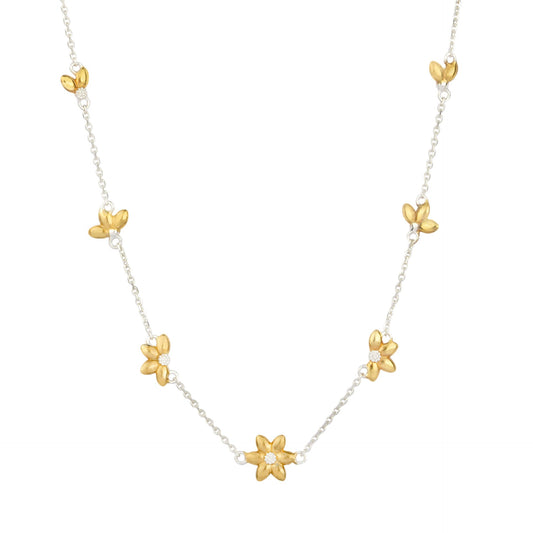 Beginnings Sunflower Station Necklace with Yellow Gold Plating