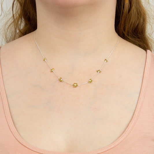 Beginnings Sunflower Station Necklace with Yellow Gold Plating